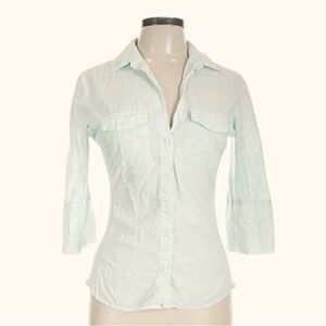 James Perse Mint Green SHEER SLUB SIDE PANEL SHIRT